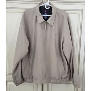 Men's Chaps Jacket Lightweight Bomber Style XL Golf Full‎ Zip Khaki Light Beige